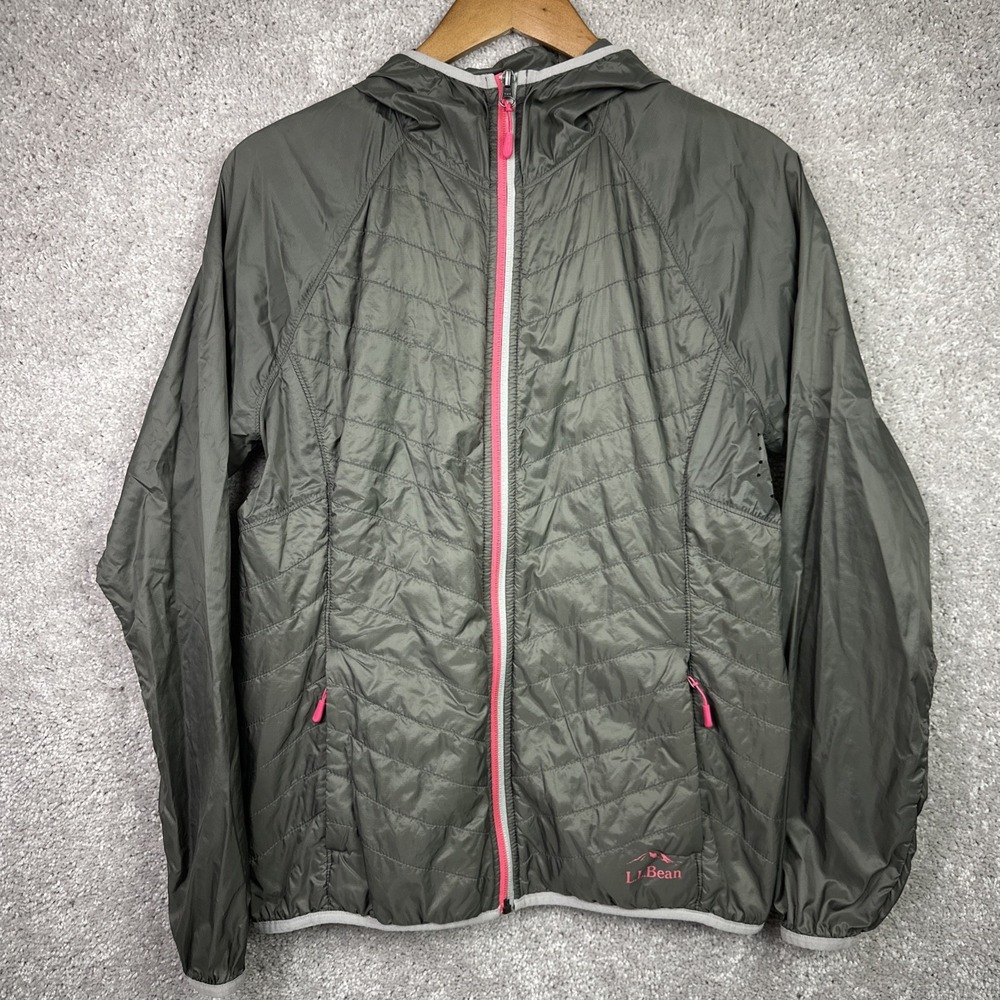 LL Bean Jacket Womens Medium Quilted Puffer Windbreaker Primaloft Running - Picture 1 of 7
